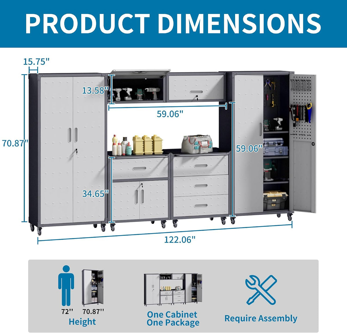 6-piece garage storage cabinets system heavy duty workshop shown in use