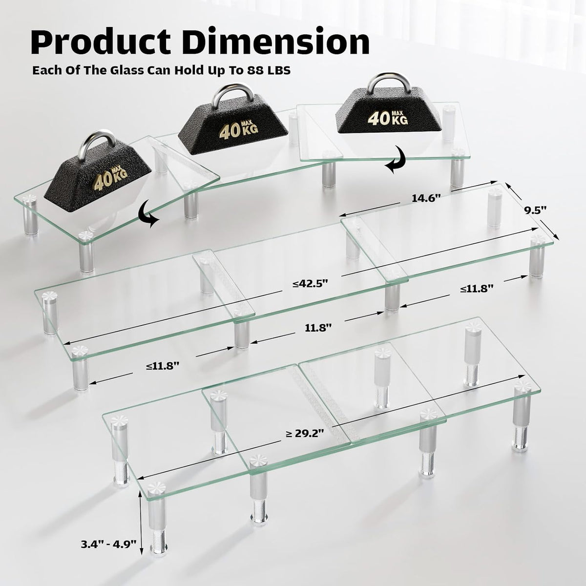 hemudu dual monitor stand -adjustable length and angle on a desk or shelf