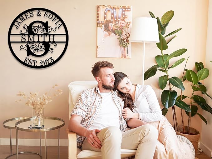 Custom Name Sign Initial Split Letter Monogram Sign Wedding Housewarming Gift - Image 2