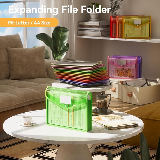 ABC life 8 Pack Plastic Expanding File Folder, Folders - Image 2