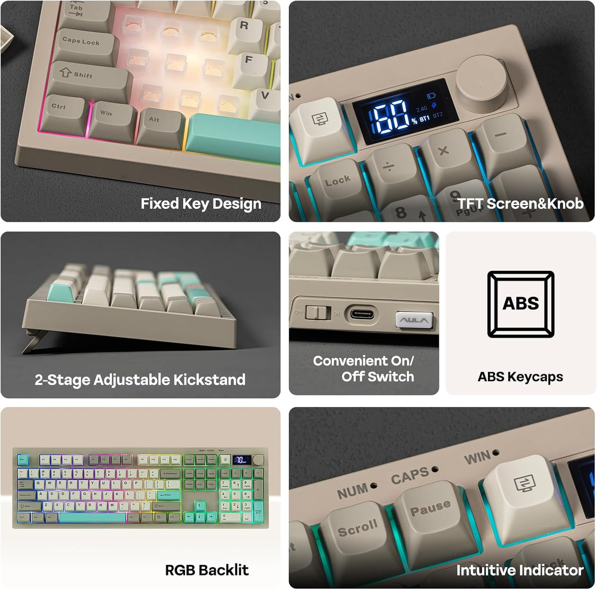 EPOMAKER Aula S102 PRO Membrane Gaming Keyboard w/TFT Screen & Volume Knob