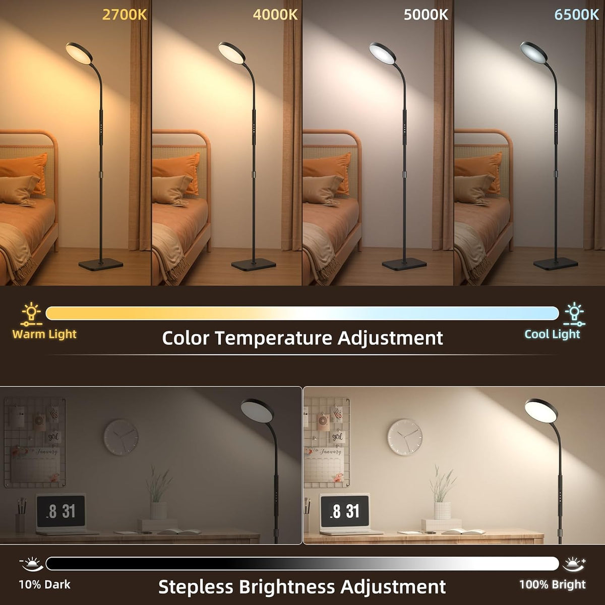 pacovy floor lamp, adjustable height floor lamps for, close-up detail