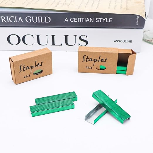 NatSumeBasics Colored Staples 6000 26/6 Metallic Green Staples Fit Desktop - Image 3