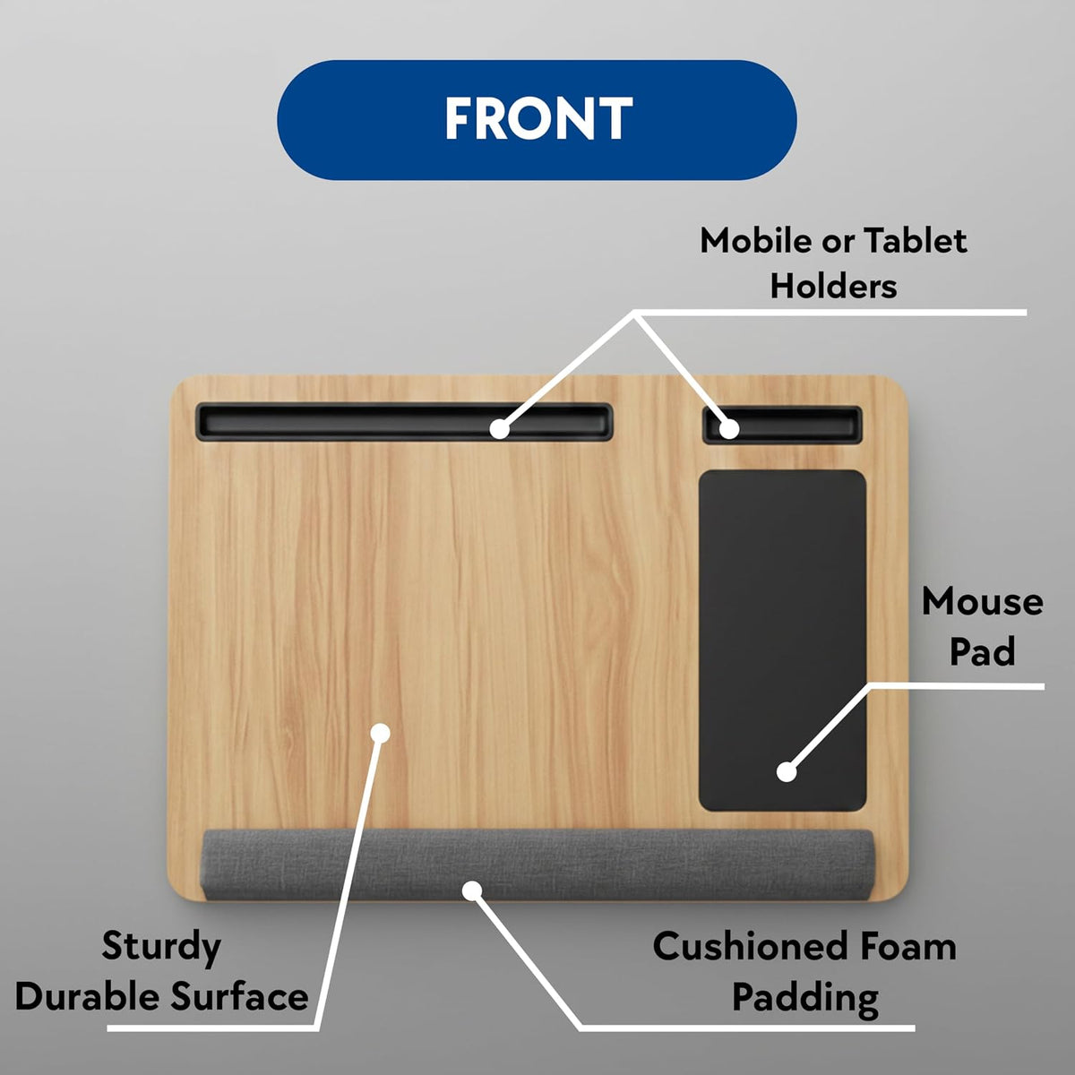Lap Desk with Soft Cushion – Portable Laptop Desk for Bed, Couch & Home O...