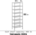 Regal Altair 18" Deep x 30" Wide x 86" Height Wire Shelving Kit | 8-Tier | NSF - Image 3