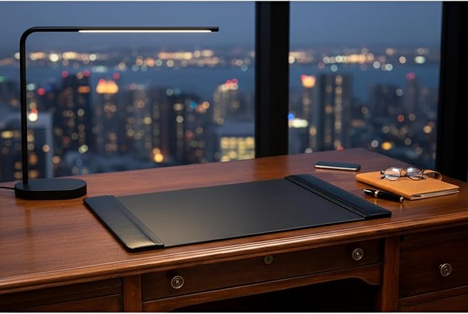 Dacasso Black Leather 25.5" x 17.25" Side Rails Desk Pad - Image 2
