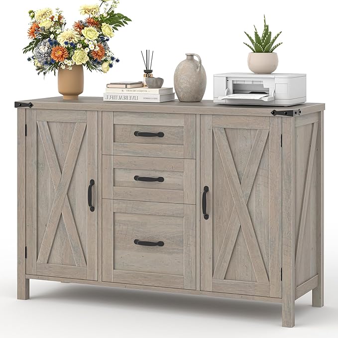 Vabches File Cabinet with 3 Drawers, Farmhouse Lateral File Cabinet Fits Files by Vabches