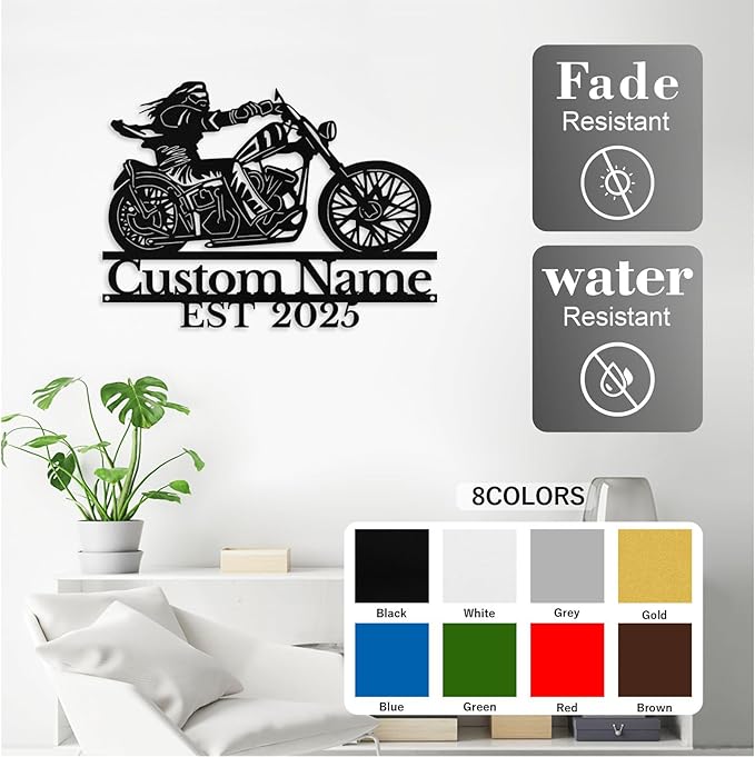 Custom Motorcycle Metal Sign Personalized Biker Name Sign Motorcycle Wall Art - Image 4