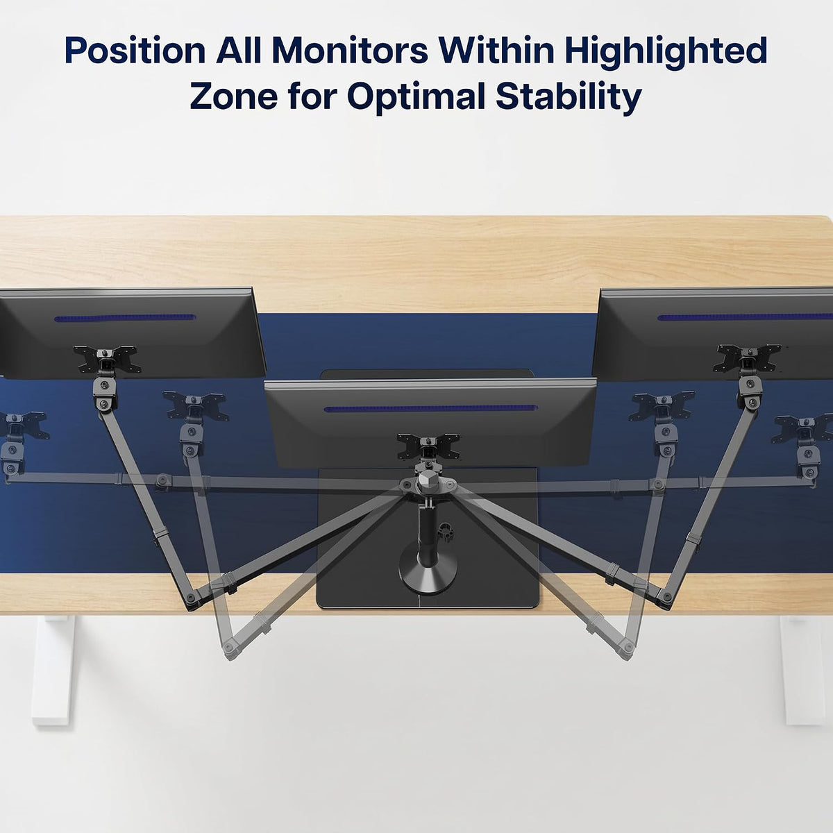 VIVO Black Triple Monitor Mount, Freestanding Triple Monitor Arm Stand for De...