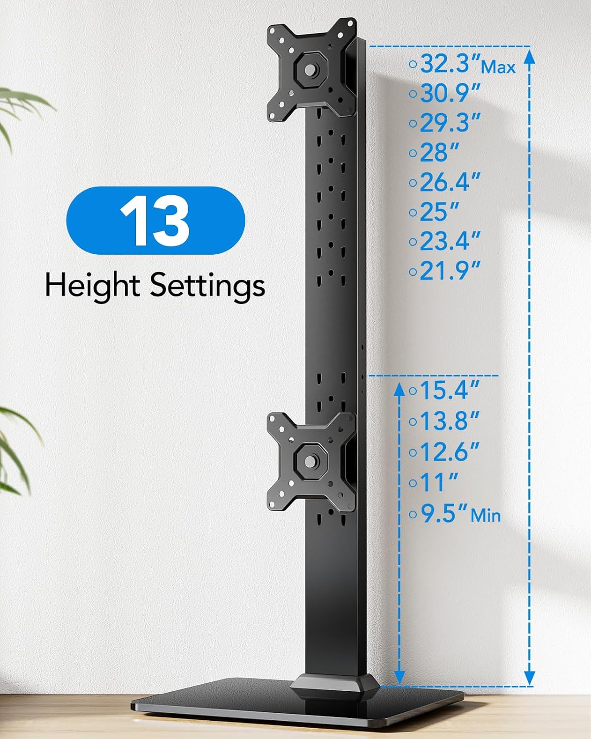 huanuo dual monitor stand for 13 to 34, close-up detail