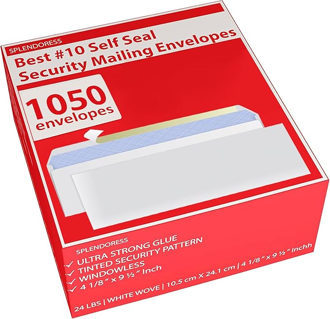 #10 Envelopes Letter Size Self Seal | 1, 050 Business Mailing Security Peel and - Image 7