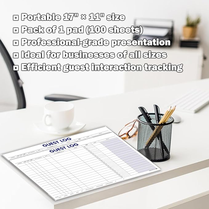 Guest Log Book for Automotive Dealerships – Customer Sign-in Tracking Log – 17" - Image 3