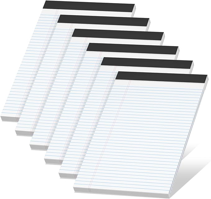 6 Pack Legal Pads 8.5 x 11 College Ruled Notepads, 30 Sheets Per Note Pad by NotePads