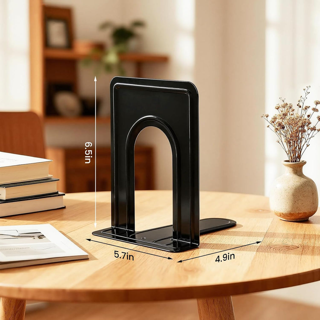 Happyhapi 14 Pair Book Ends for Shelves, 28 Pcs Metal Bookends Book Holder for Shelf, Heavy Book Stopper for Desk, Simple Library Office Home Bookend, 4.9 x 5.7 x 6.5 in, Black (Pack of 2)