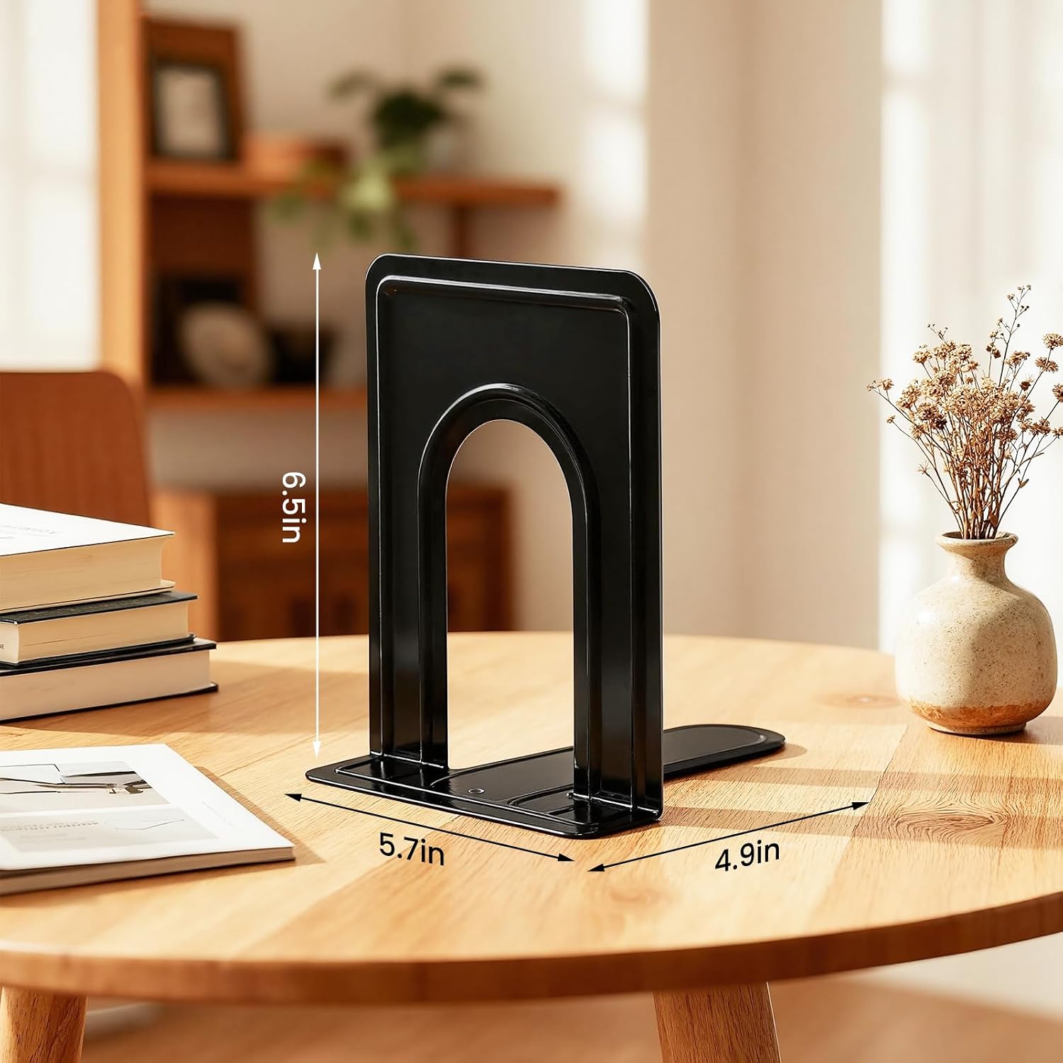 Happyhapi 14 Pair Book Ends for Shelves, 28 Pcs Metal Bookends Book Holder for Shelf, Heavy Book Stopper for Desk, Simple Library Office Home Bookend, 4.9 x 5.7 x 6.5 in, Black (Pack of 2)