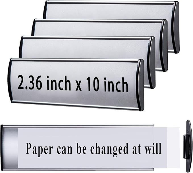 Set of 5 - Nameplate Holder for Wall Mount, 2.36'' x 10'' Curved Office by SINKAA