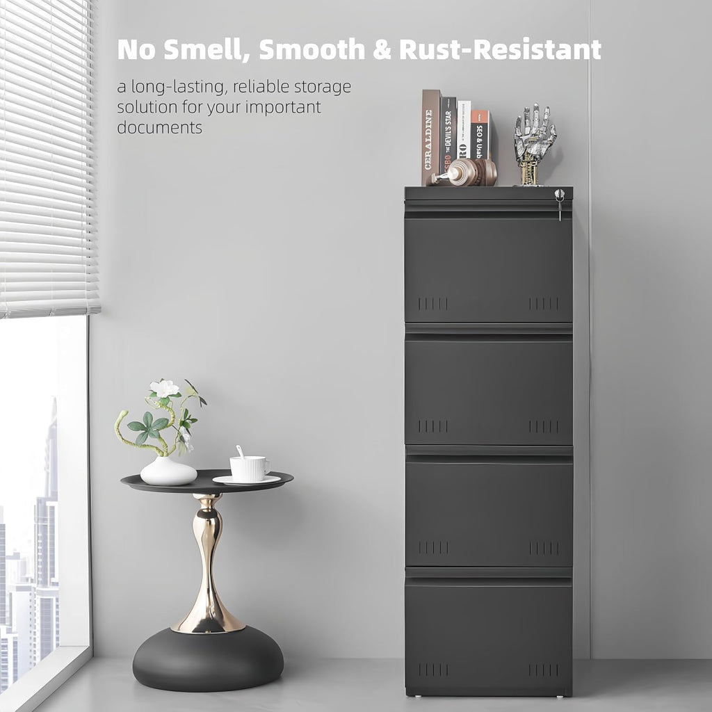 approgreent vertical 4 drawer file cabient with lock, close-up detail