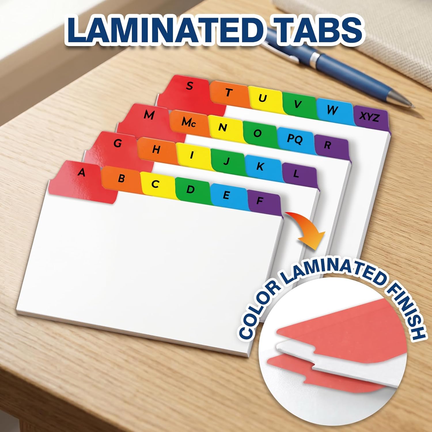 Chell 3"x5" Index Card Dividers, A-Z Tabbed, with Blank Stickers, 1 Set | Bright Colors, Heavyweight, Made of 110 lb. Cover Weight Paper, Alphabetical, Blank Stickers