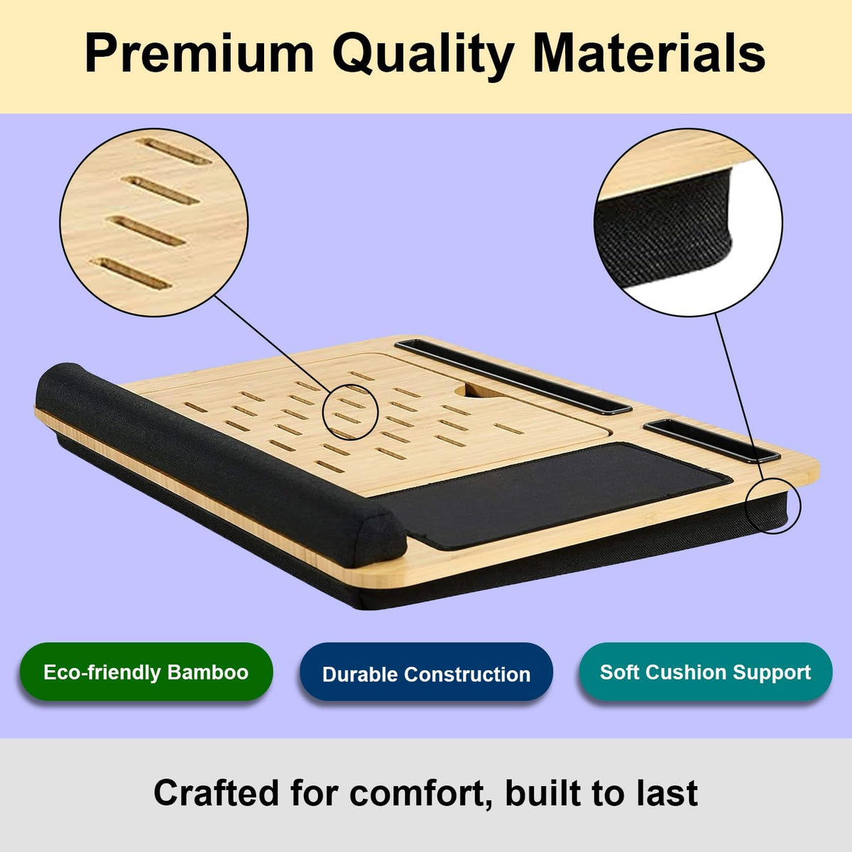 Foldable Wooden Laptop Stand for Desk – Adjustable & Portable Lapdesk wit...