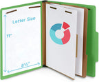Blue Summit Supplies 10 Classification Folders, 2 Divider, Green | Heavy-duty, 2 in expansion, 2 prong fasteners, 2 dividers, 6 sections, for medical, legal, and personnel files