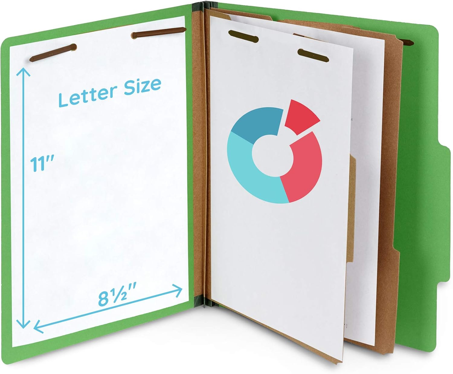 Blue Summit Supplies 10 Classification Folders, 2 Divider, Green | Heavy-duty, 2 in expansion, 2 prong fasteners, 2 dividers, 6 sections, for medical, legal, and personnel files