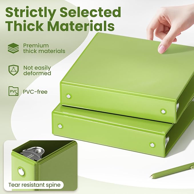 SUNEE 3 Ring Binder 1.5 Inch 1 Pack, Tender Green - Image 4