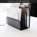 BLU MONACO Black Metal Mesh Letter Sorter | 3-Slot Mail Organizer - Image 4