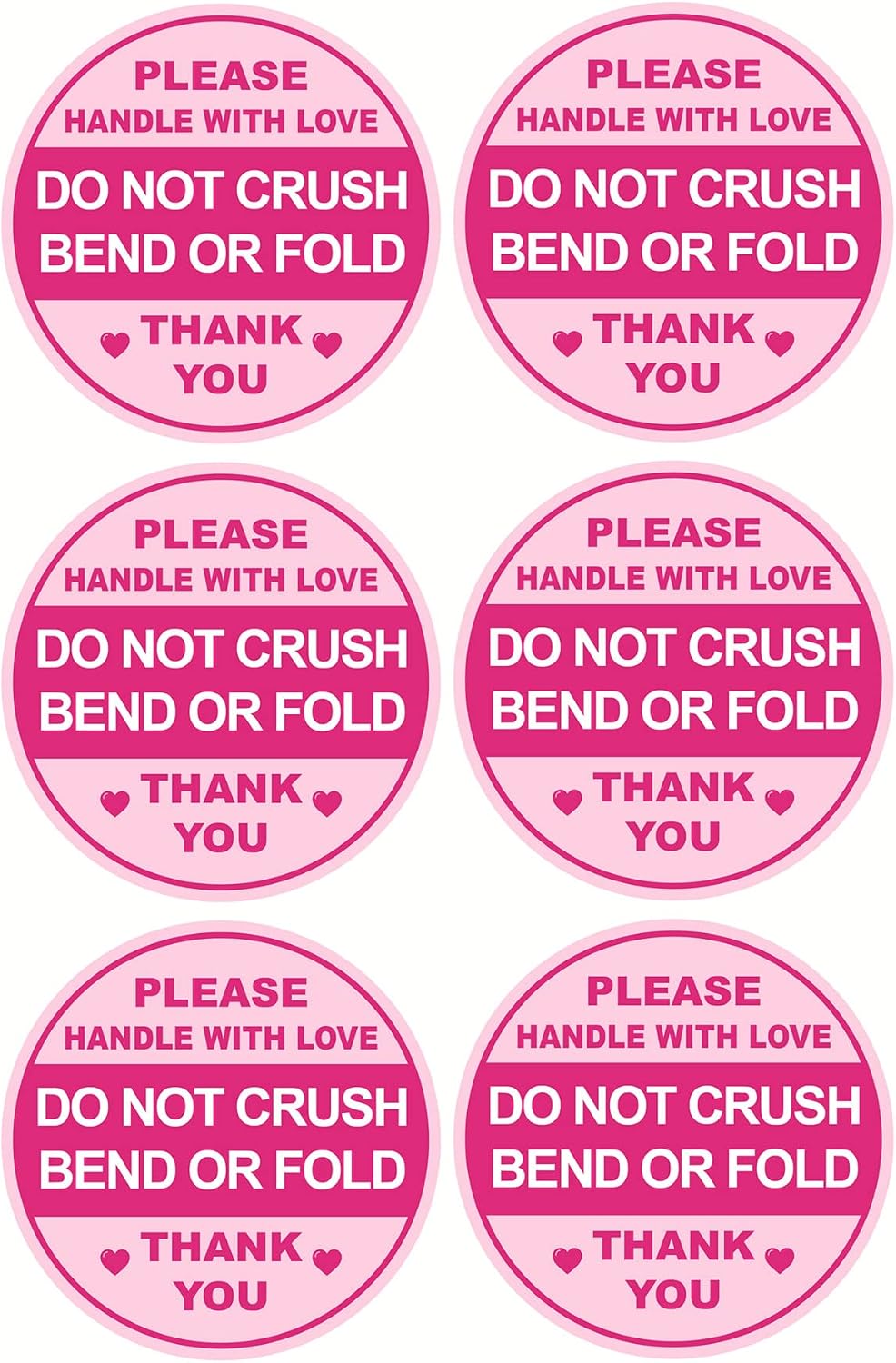 2inch 300pcs Pink Do Not Crush Bend or Fold Shipping Sticker for Envelops
