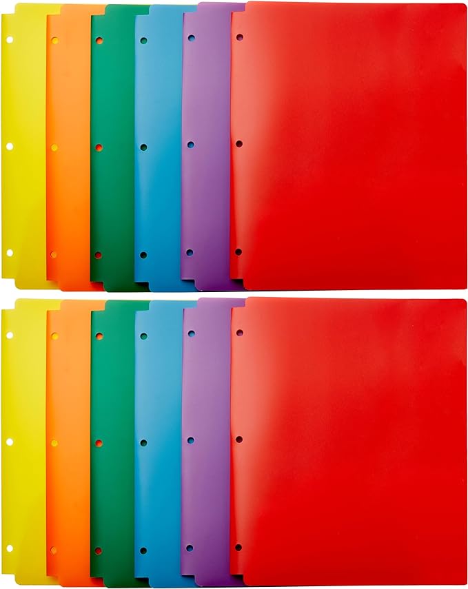 Amazon Basics Plastic 3 Hole Punch Folders by AmazonBasics