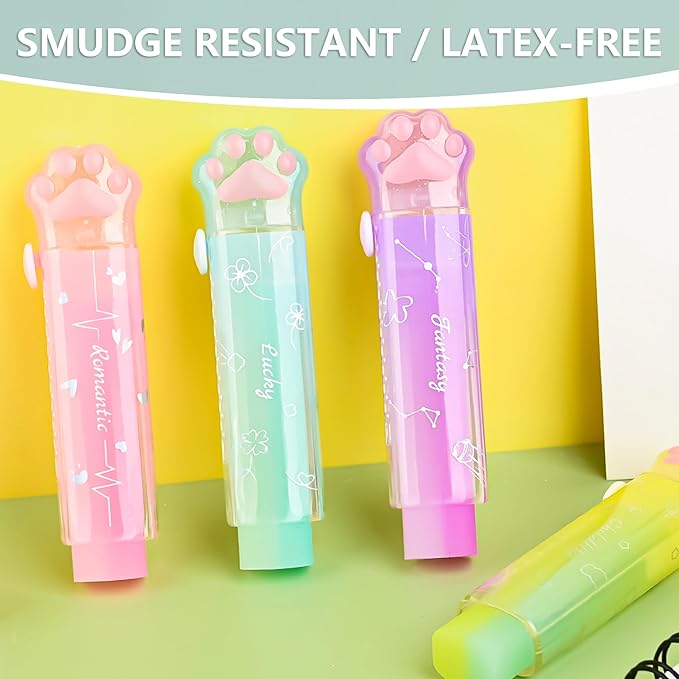 Daphilly Retractable Pencil Eraser, Cute Erasers, Gradient Jelly Eraser - Image 3