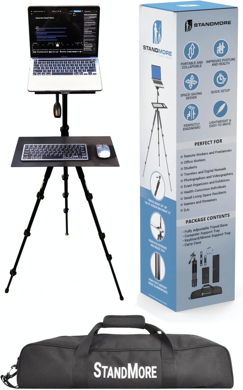 Portable Standing Desk with Keyboard Tray - Ergonomic, Height Adjustable Tabl...