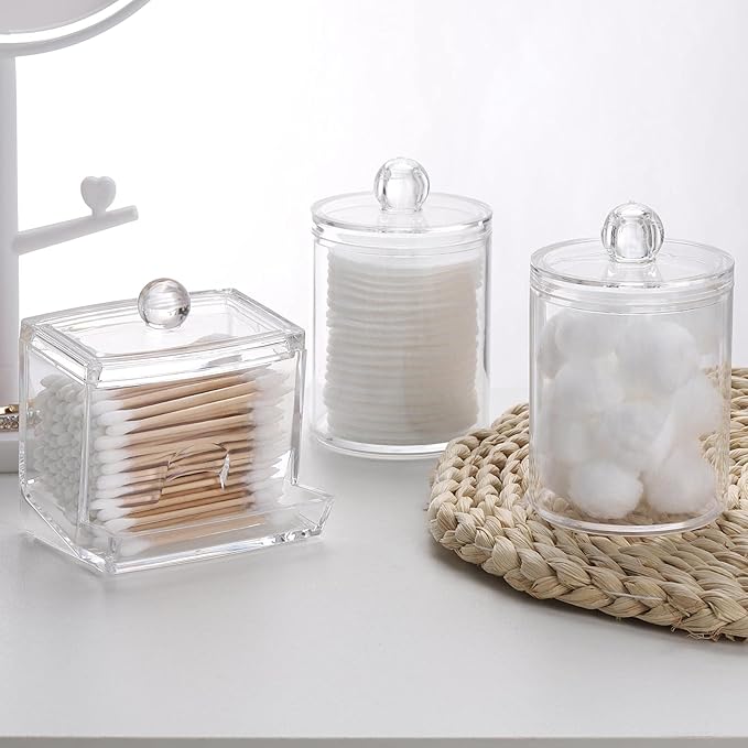 Tbestmax Plastic Qtips Holder Bathroom Container, 10/7 OZ Cotton Ball/Swabs - Image 7