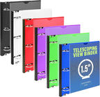 WOT I 1.5 Inch Telescoping 3 Ring Binder 6 Pack, Expandable Flexible Binder by WOTI