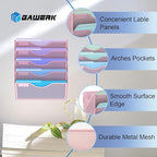Gawerk 5 Tier Hanging Wall File Organizer, Mesh Mail Paper Orgnization Hanging - Image 3