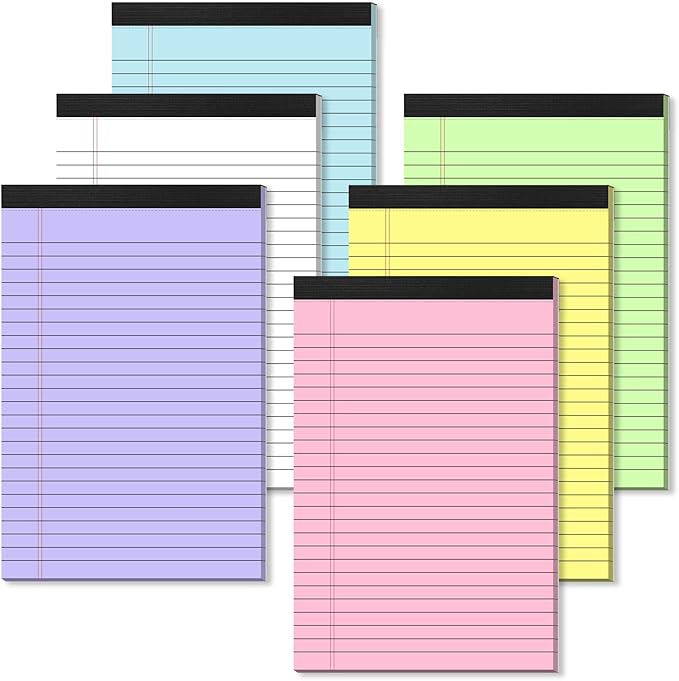 Nichela 6 Pack Note Pads 5 x 8 Inch Colored Small Legal Pads 5 x 8 Notepad by Nichela
