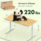 FLEXISPOT Q8 55" Bamboo Standing Desk, Dual Motor 3 Stages Adjustable Height - Image 2