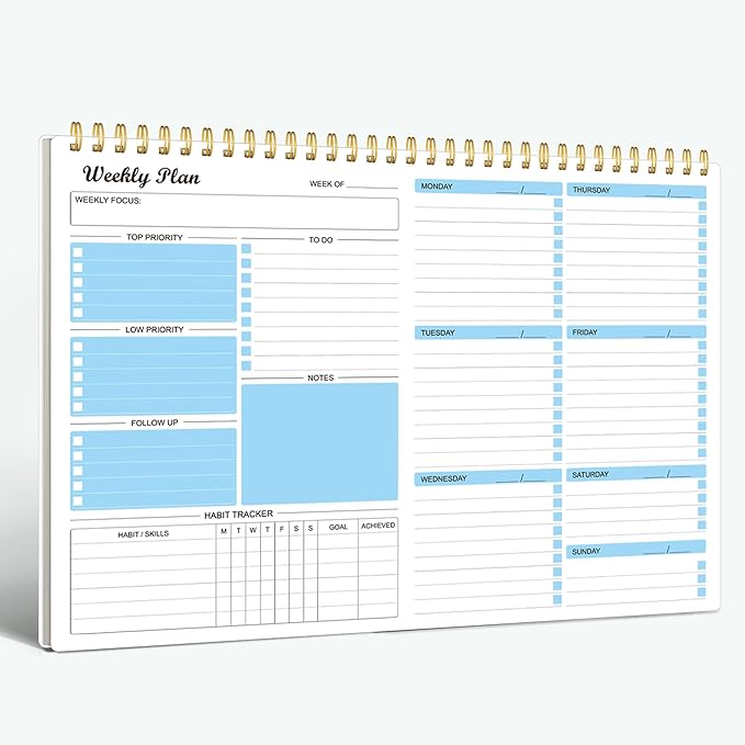 Weekly Planner Notepad Undated Weekly Schedule Planner To Do List Notebook by RegoldenBook