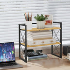 YINMIT Desktop Shelf Organizer, 2 Tier Office Shelves, Wood Desk Organizer - Image 2