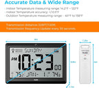 Wall Clock Atomic with Indoor Outdoor Temperature Battery Powered, Easy Reading - Image 6