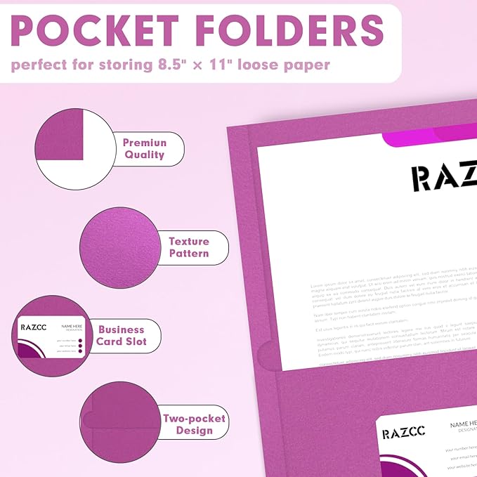 Two Pocket Folders, RAZCC 50 Pack 2 Pocket Folders Fit Letter Size Paper - Image 3