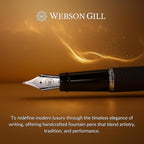 Webson Gill Show Up' Black Luxury Executive Fountain Pen, Woven Lacquer & Chrome - Image 6