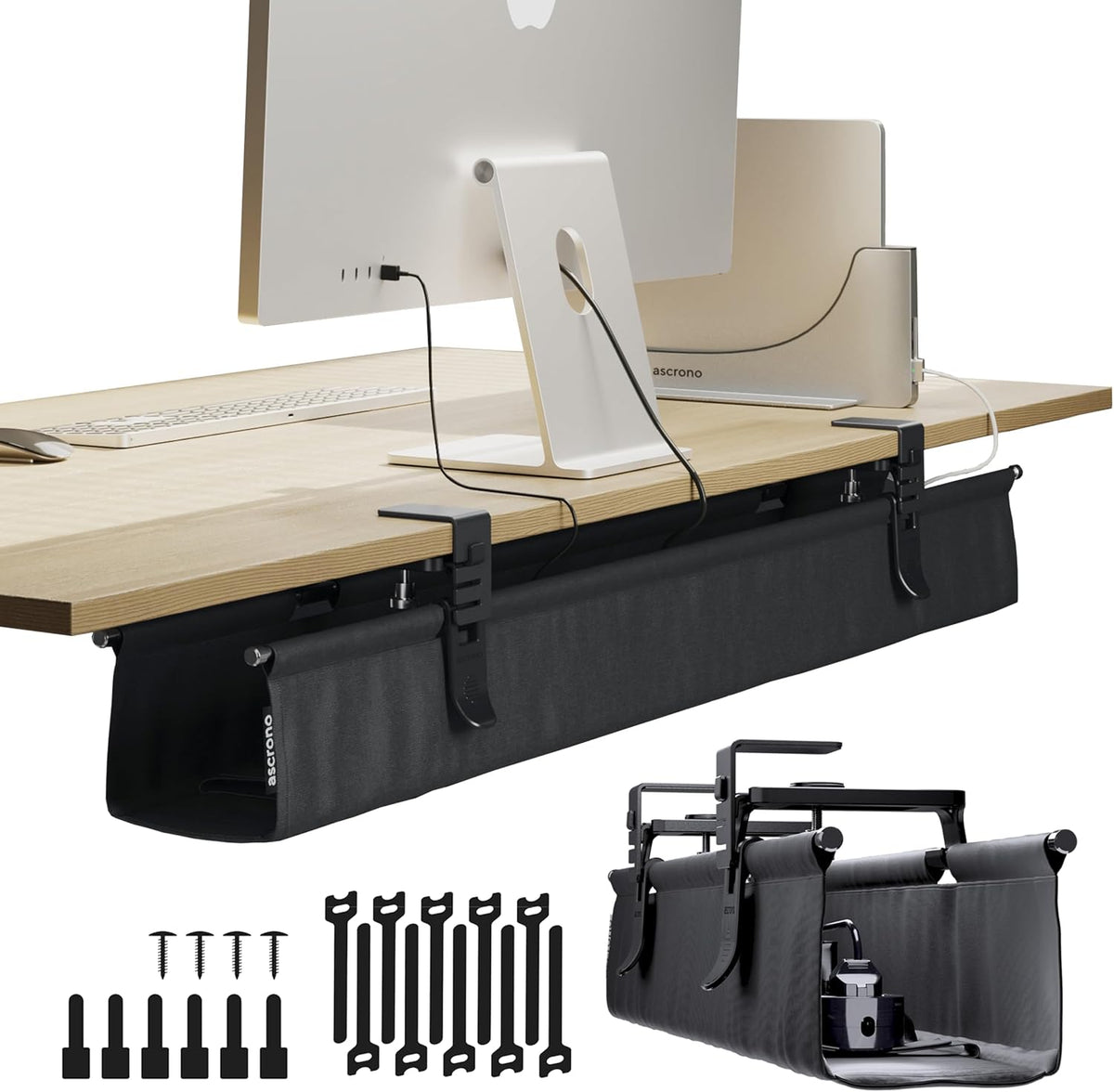 Ascrono Original No Drill Under Desk Cable Management Tray 40.6"