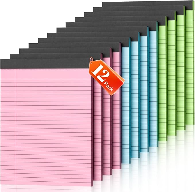 Legal Pads 8.5 x 11, 12 Pack Colored Note Pads 8.5 x 11 Pink Notepad 8.5 x 11 by Nichela