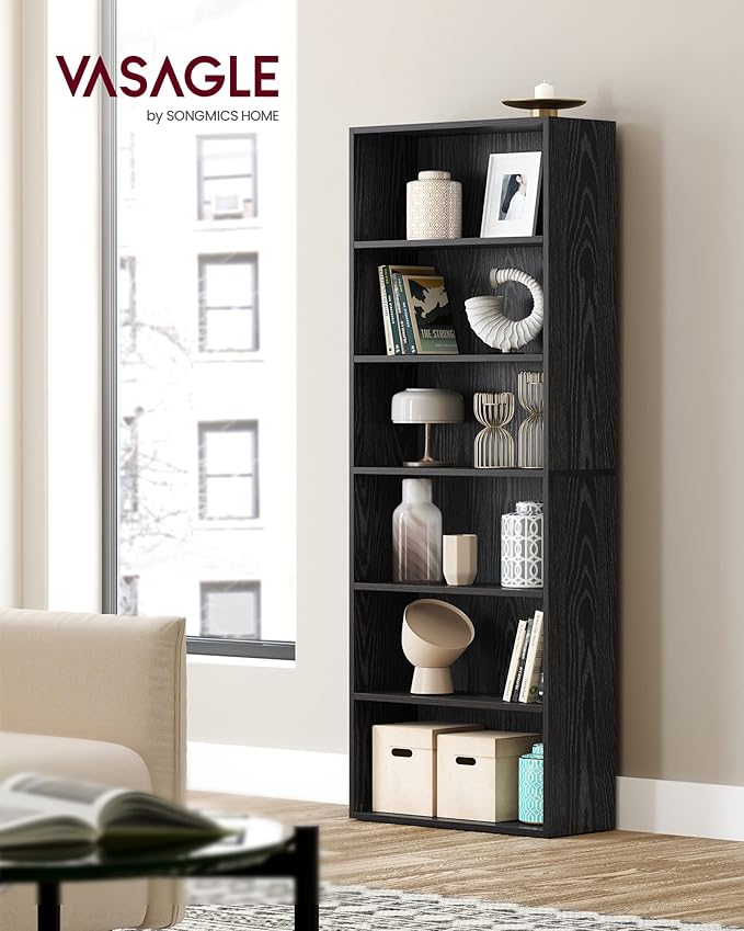 VASAGLE Set of 2 Bookshelves, 23.6 Inches Wide, 6-Tier Open Bookcases - Image 2