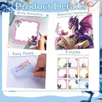 Lovarywow Dragon Sticky Notes Gifts, 9 Pack Cute Dragon Notepads 3x3 Inch Gifts - Image 3