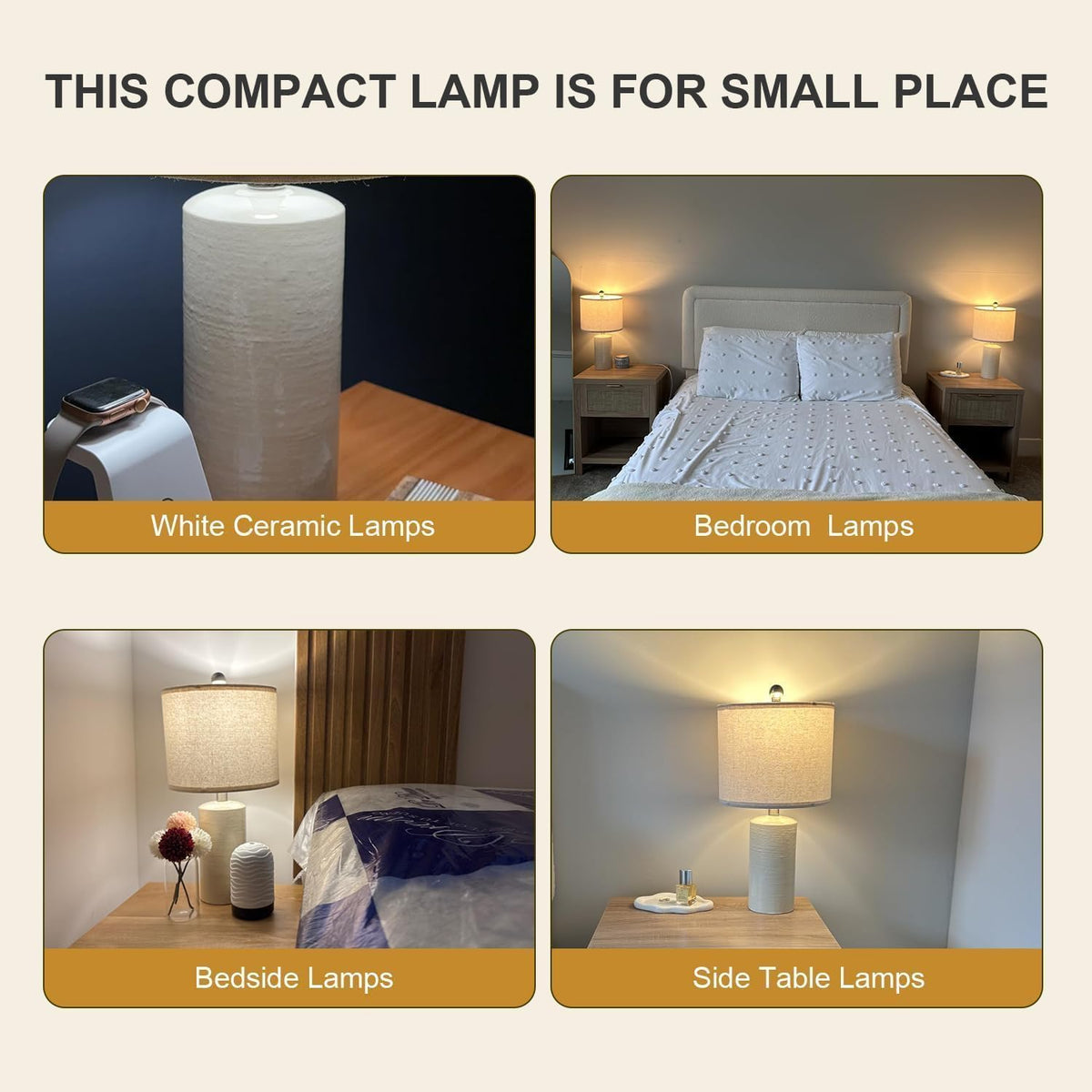 20.25" Small Single Table Lamp for Bedroom Modern Ceramic Nightstand Lamp