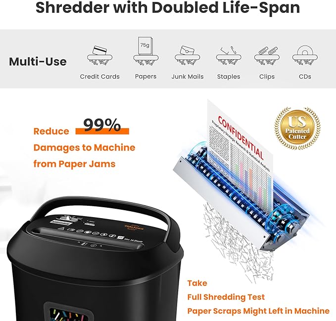 VidaTeco Paper Shredder 58dB 14-Sheet Cross-Cut Shredder - Image 3