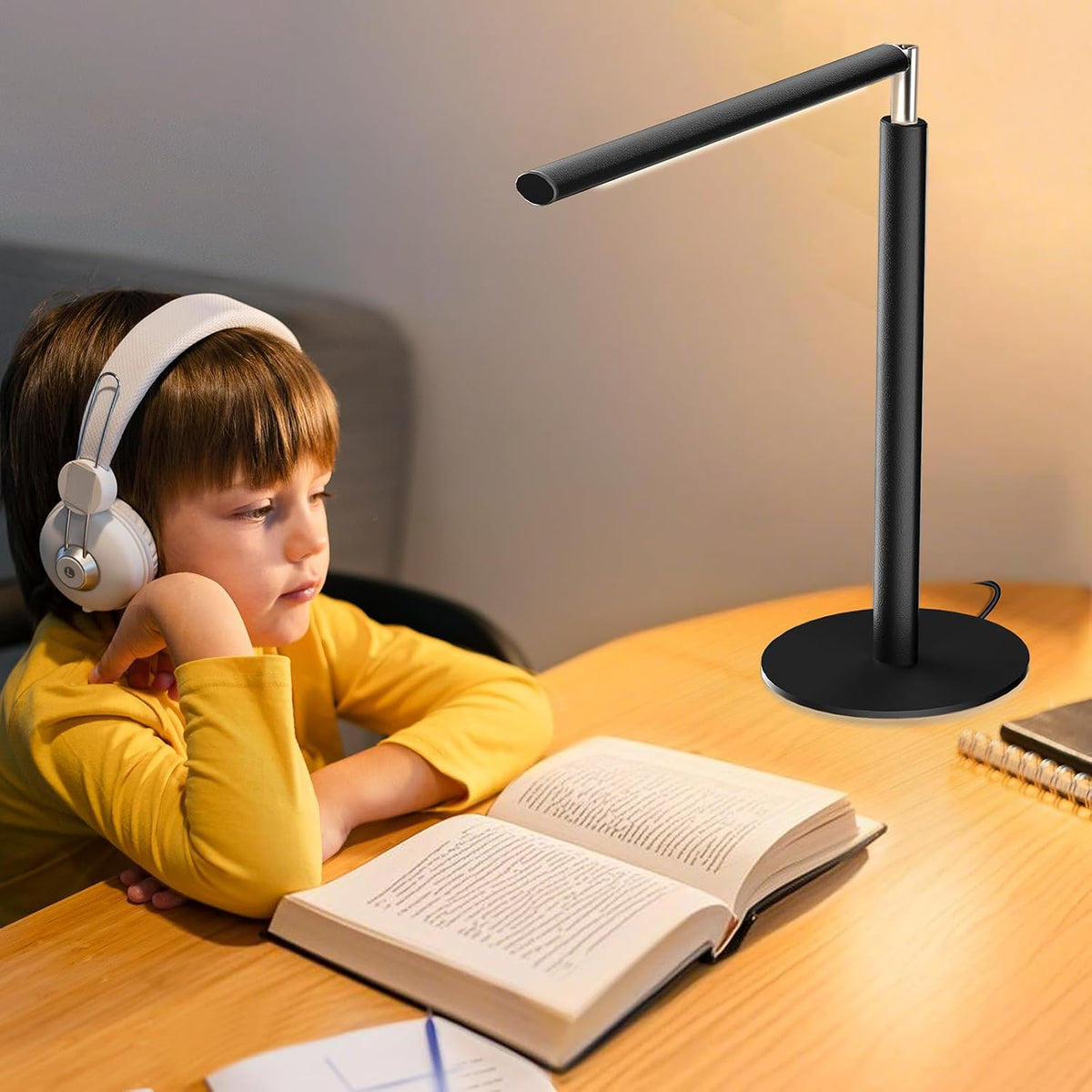 sibrille metal led desk lamp, 16" dimmable desk, front angle view