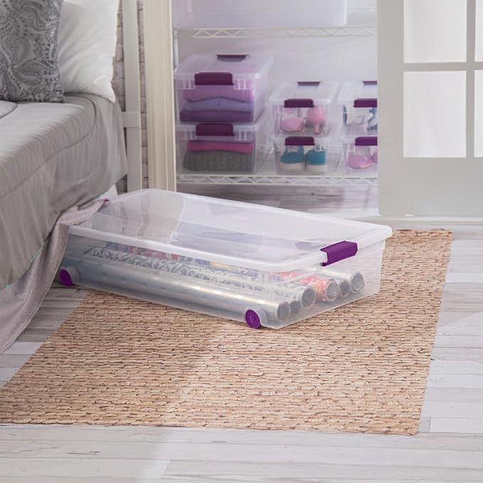 Sterilite 8-Pack 60 Quart ClearView Latch Box, Wheeled Underbed Organizer Bins - Image 6