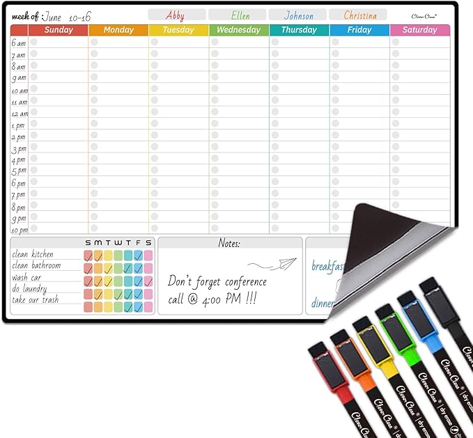 Magnetic Dry Erase Weekly Calendar by CleverClean